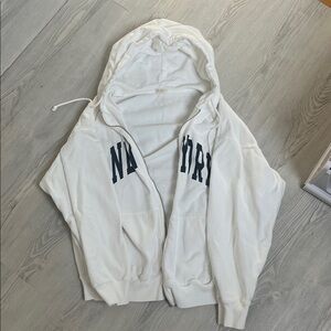 Brandy Melville John Galt White New York Zip Up Hoodie - Sold Out | OS